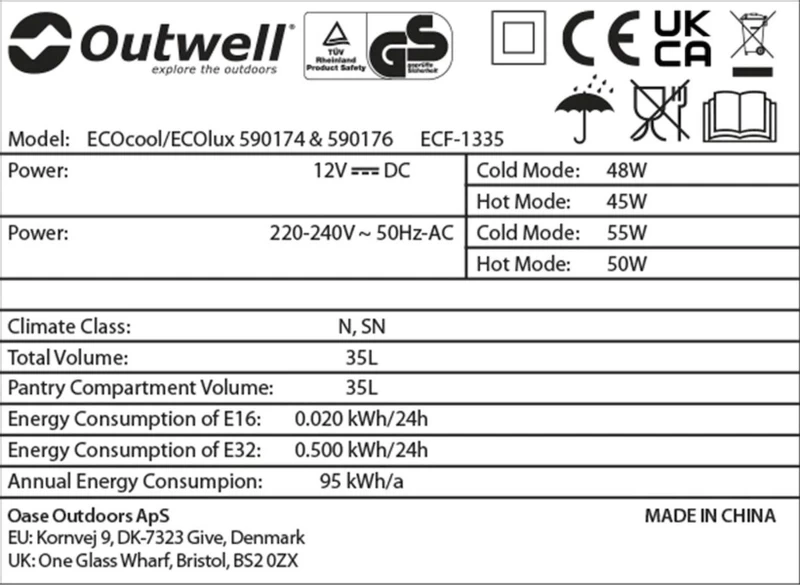 Outwell Ecocool Elektrische Koelbox - 35 Liter - Donkergrijs - Afbeelding 6