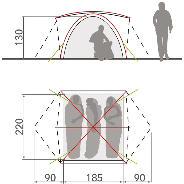Vaude Campo Grande Koepeltent - 3-4 Persoons - Groen - Afbeelding 4