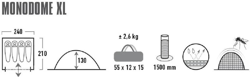 High Peak Monodome XL Koepeltent - 4 Persoons - Pearl - Afbeelding 3