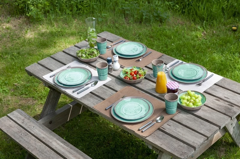 Bo-Camp Halo Melamine Serviesset - 12-delig - Aqua - Afbeelding 2