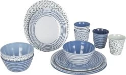 Bo-Camp Mix & Match Melamine Serviesset - 16-delig - Blauw