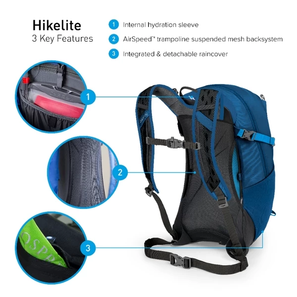 Osprey Hikelite Wandelrugzak - 18 Liter - Zwart - Afbeelding 5