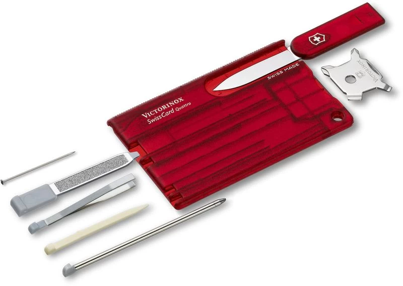 Victorinox SwissCard Quattro Multitool - Transparant Rood - Afbeelding 2
